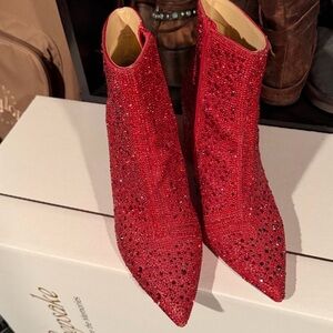 Betsey Johnson Sparkling Red Heeled Boots